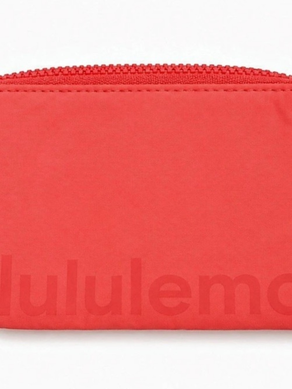 Lululemon Coral Red Zip Card Wallet Keychain Pouch Carabiner Coin Purse
